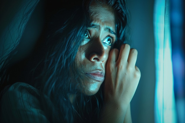 Free Photo portrait of woman showing strong emotions for mental health awareness