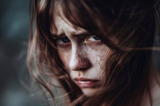 Free photo portrait of woman showing strong emotions representing mental health