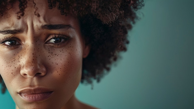 Free photo portrait of woman showing strong emotions representing mental health