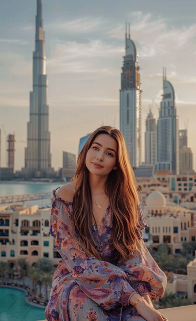 Portrait of woman visiting the luxurious city of dubai