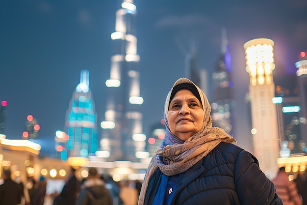 Portrait of woman visiting the luxurious city of dubai