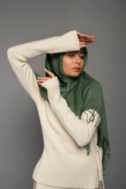 Free photo portrait of woman wearing hijab isolated