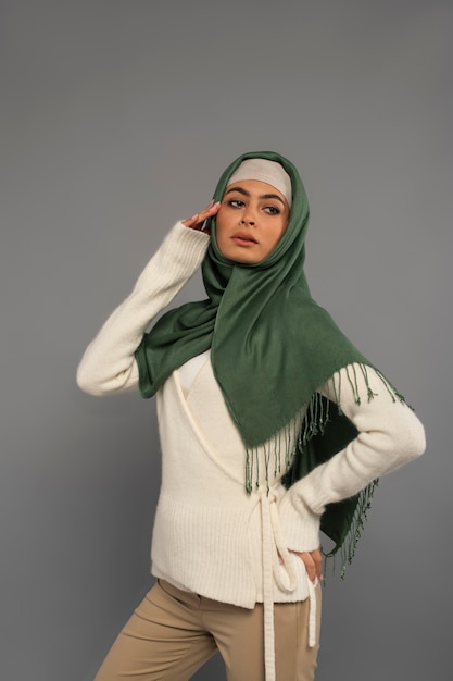 Free photo portrait of woman wearing hijab isolated