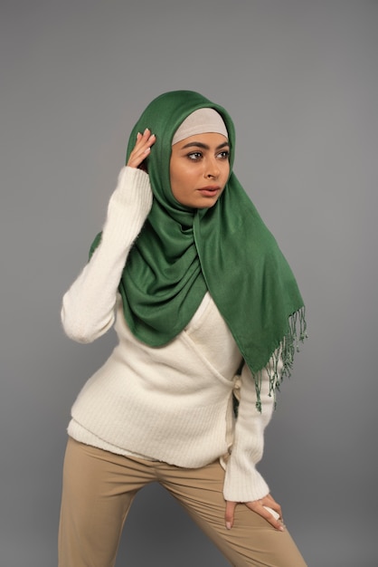 Free photo portrait of woman wearing hijab isolated