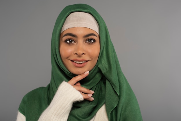 Free photo portrait of woman wearing hijab isolated