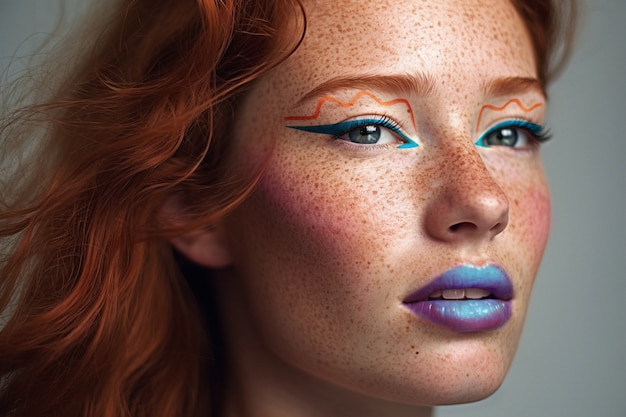 Free photo portrait of woman with cheerful makeup