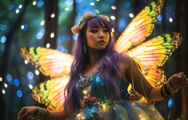 Free Photo portrait of woman with fantasy fairycore aesthetic