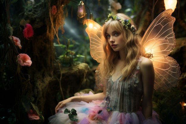 Free Photo portrait of woman with fantasy fairycore aesthetic