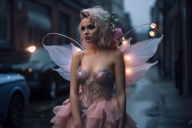 Free photo portrait of woman with fantasy fairycore aesthetic