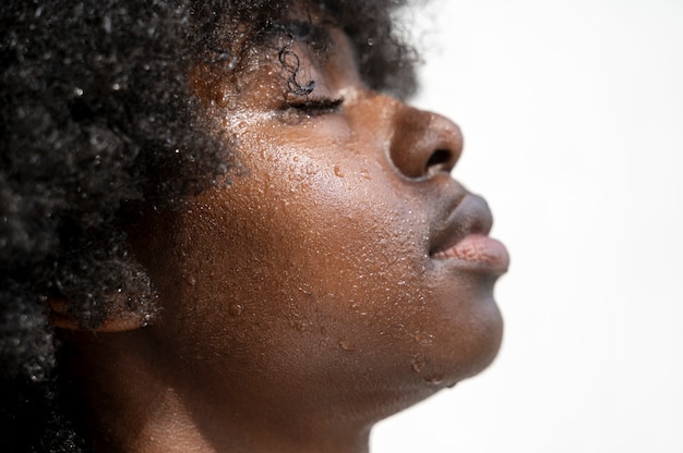 Portrait of woman with hydrated skin