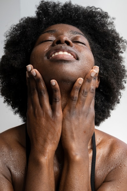 Portrait of woman with hydrated skin