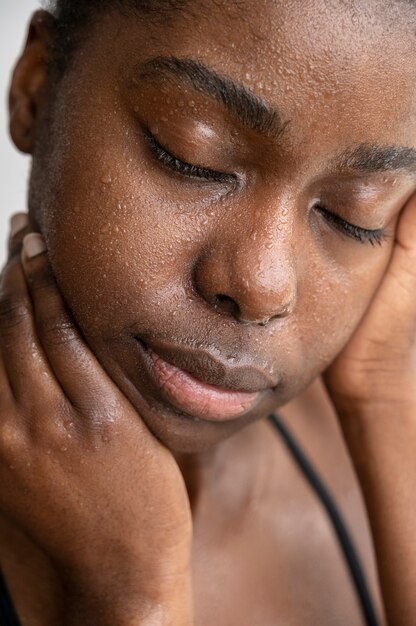 Portrait of woman with hydrated skin