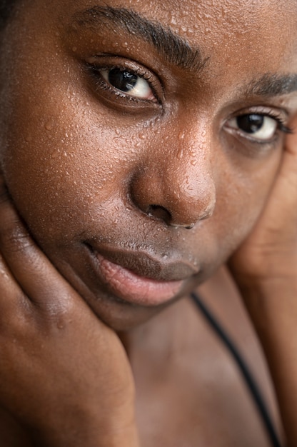 Portrait of woman with hydrated skin