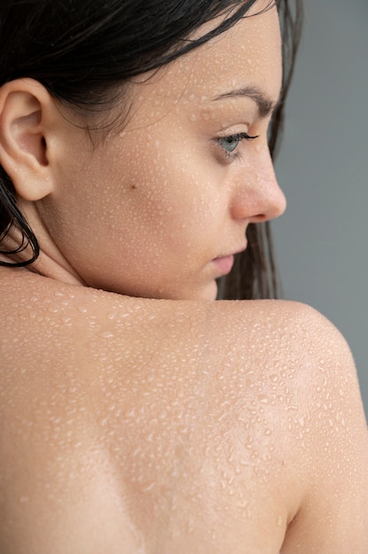 Free Photo portrait of woman with hydrated skin