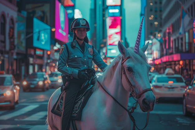 Free photo portrait of woman with unicorn