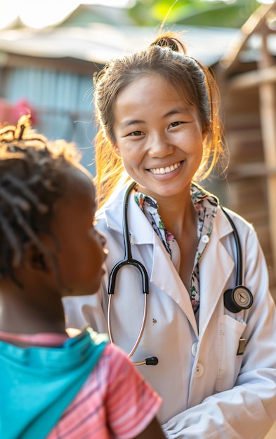 Free photo portrait of woman working in the healthcare system as a pediatrician