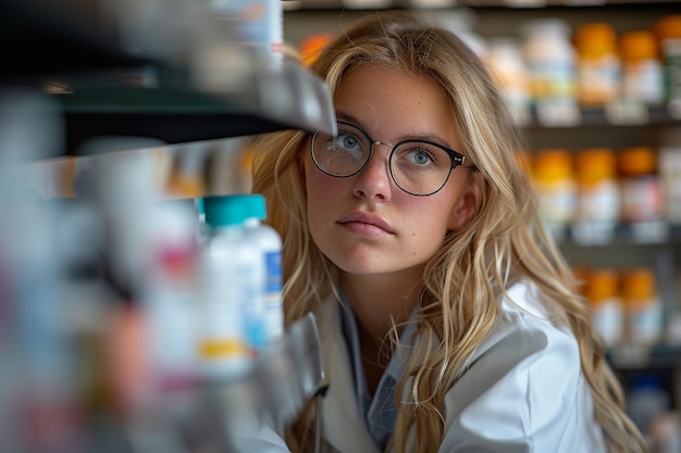 Free photo portrait of woman working in the pharmaceutical industry