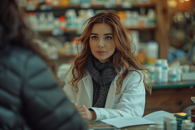 Free photo portrait of woman working in the pharmaceutical industry