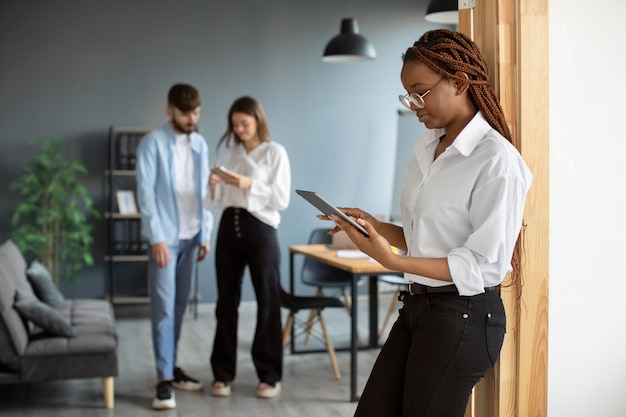 Portrait of woman working in a startup company