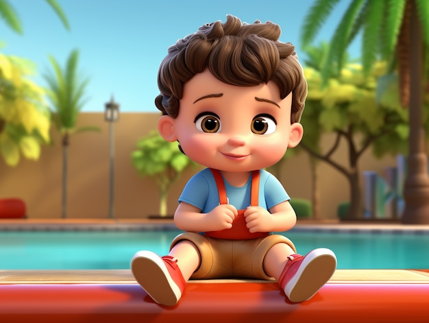 Portrait of young 3d adorable baby boy