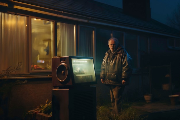 Free Photo portrait of young adult listening to the radio transmission