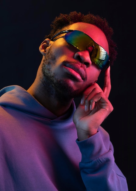 Portrait young african american man wearing sunglasses