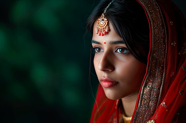 Free photo portrait of a young beautiful indian woman with sari