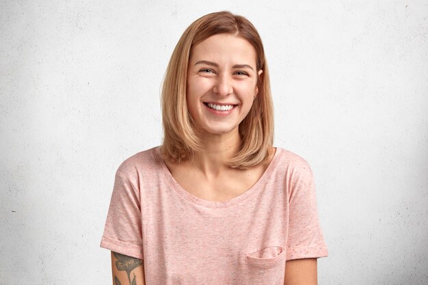 Portrait of young blonde woman