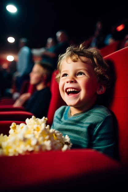 Portrait of young boy at the cinema