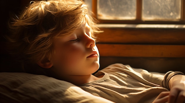 Portrait of young boy resting