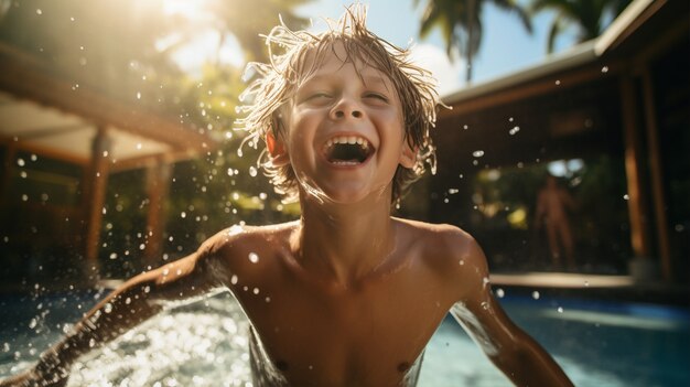 Portrait of young boy at the water park