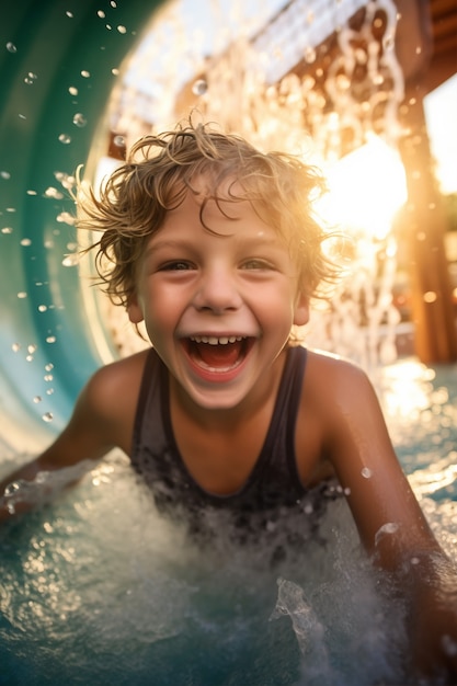 Portrait of young boy at the water park