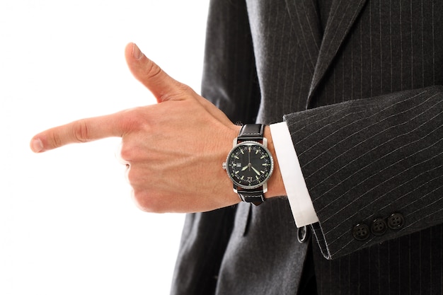 Free Photo portrait of young businessman, hands close up