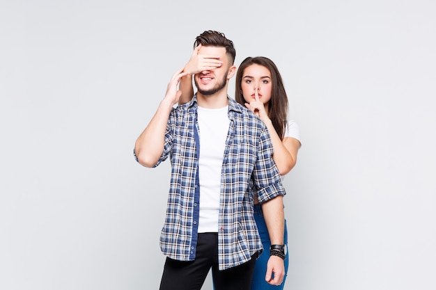 Portrait of young friends couple