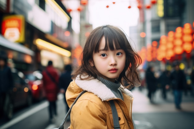 Free photo portrait of young girl in the city