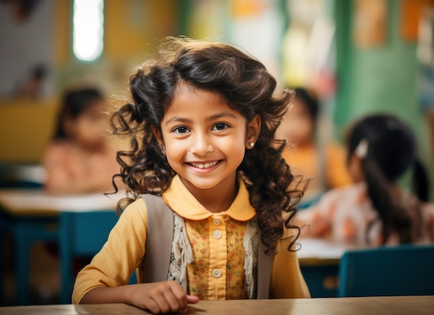 Portrait of young girl student attending school