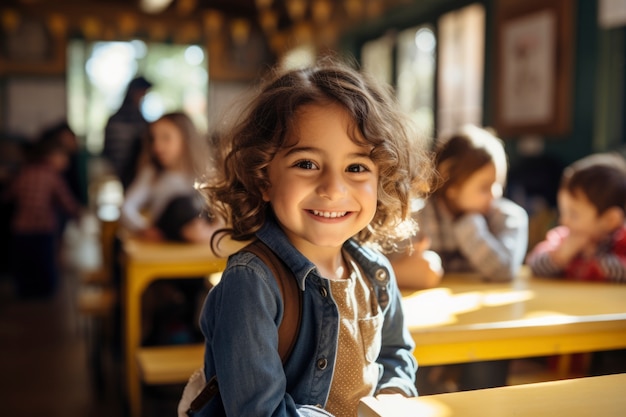 Portrait of young girl student attending school