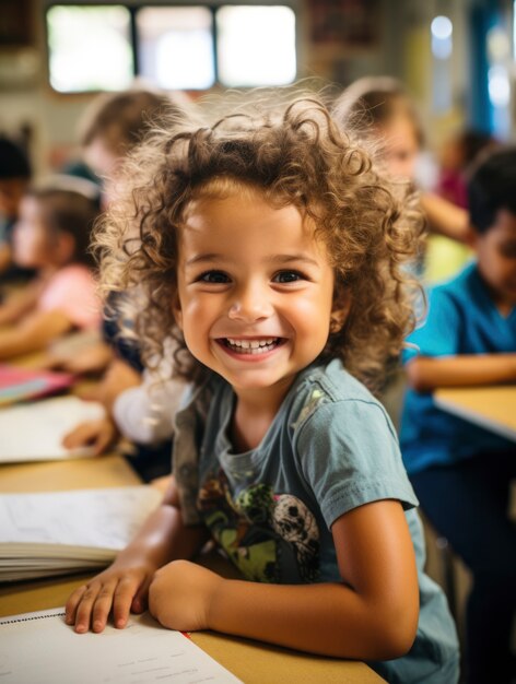 Portrait of young girl student attending school