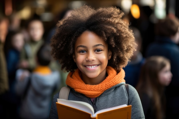 Portrait of young girl student attending school