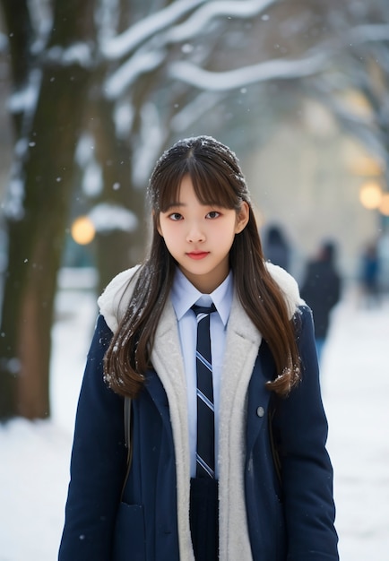 Portrait of young girl student in school