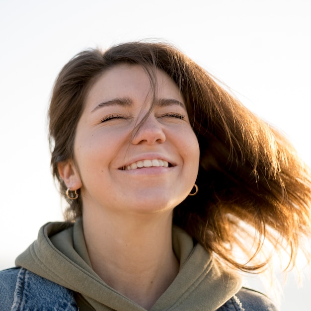 Portrait of young girl with brown hair