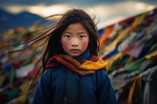 Portrait of young girl with traditional clothing