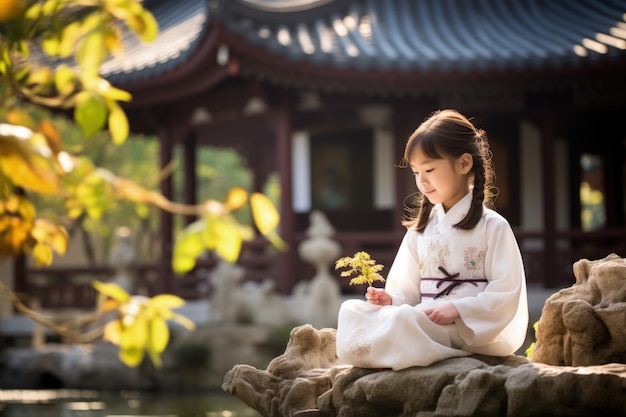 Free Photo portrait of young girl with traditional clothing