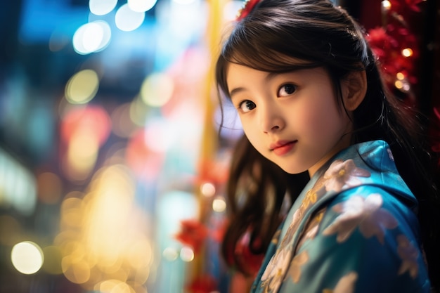 Free photo portrait of young girl with traditional clothing