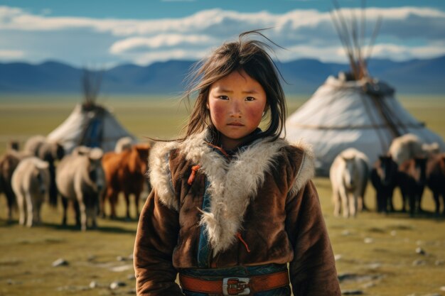 Portrait of young girl with traditional clothing