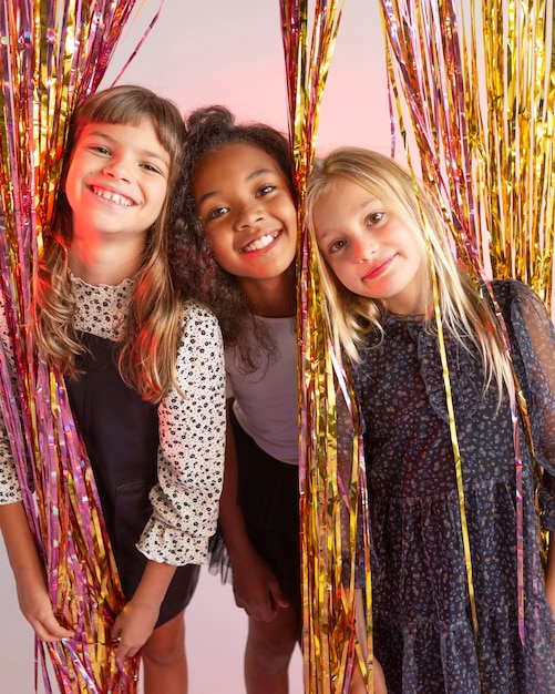 Portrait young girls at party