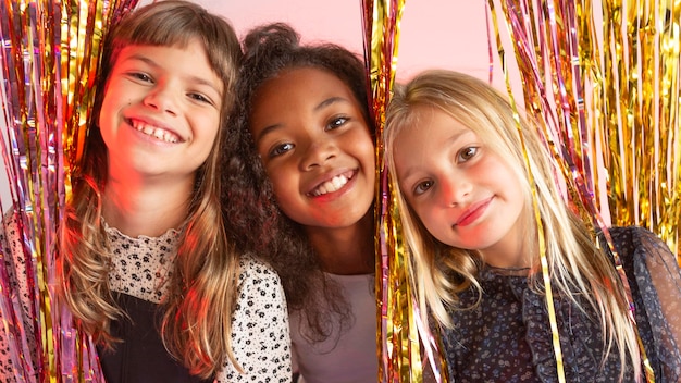 Portrait young girls at party