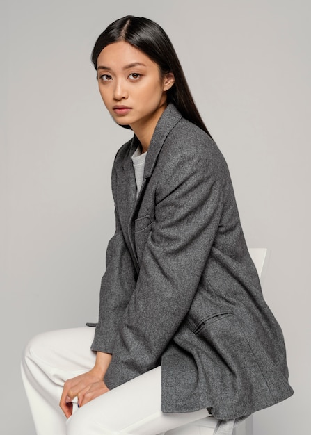 Portrait young japanese woman with jacket