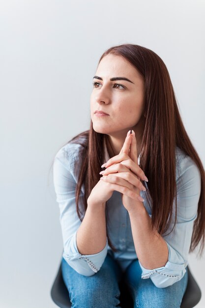 Portrait of young lady looking away