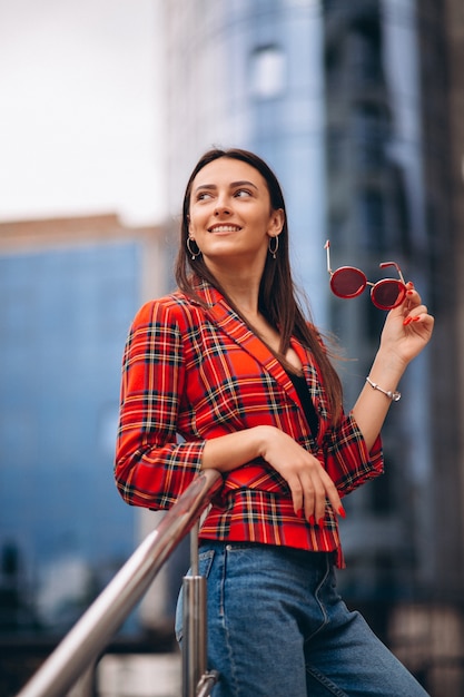 Portrait of a young lady in red jacket